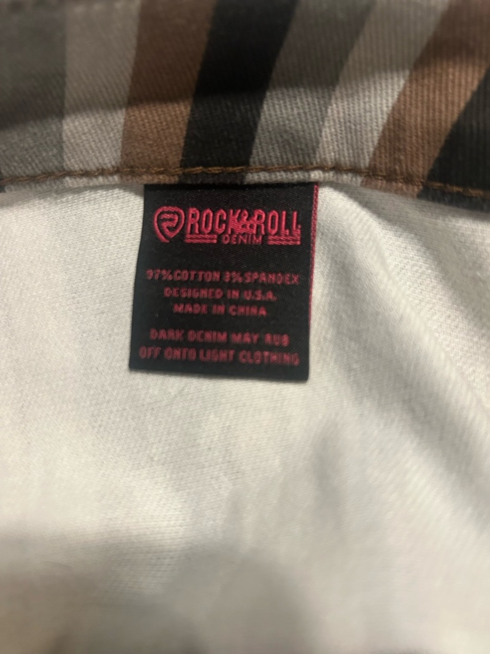 Rock & Roll Denim Women’s Striped Wide Leg Jeans - Brown/Gray/White - Picture 7 of 8